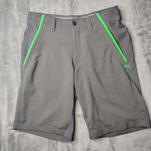 Under Armour Shorts Mens 32 Gray Vented Performance‎ Golf Stretch Breathable 11"